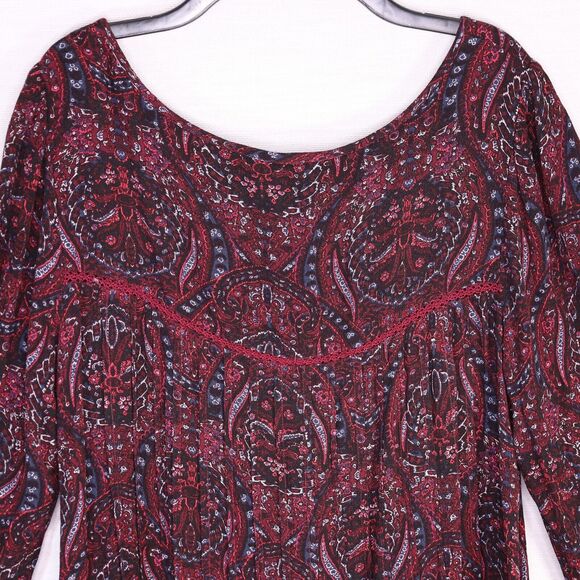 American Eagle Outfitters Dress Womens Small Burgundy Paisley Boho Chic Whimsy - Picture 9 of 15